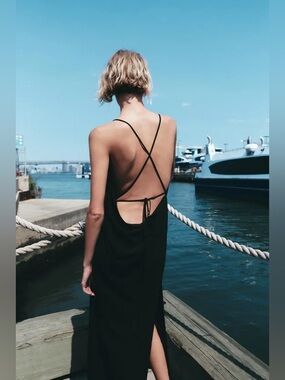 zara black dress open back Sweet Jane Black Crushed Mini Dress | As Seen on Taylor Swift main image 1